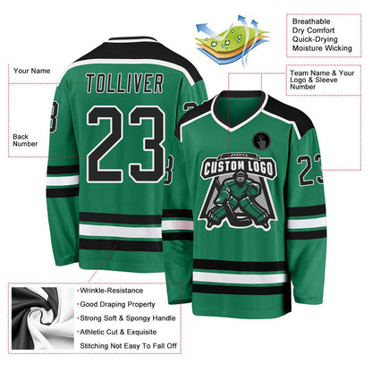 Usa Hockey Jersey, Custom Kelly Green Black White 1 Hockey Jersey, Team Hockey Jerseys
