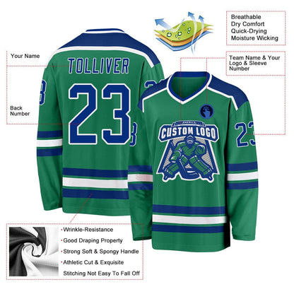 Usa Hockey Jersey, Custom Kelly Green Royal White 1 Hockey Jersey, Team Hockey Jerseys