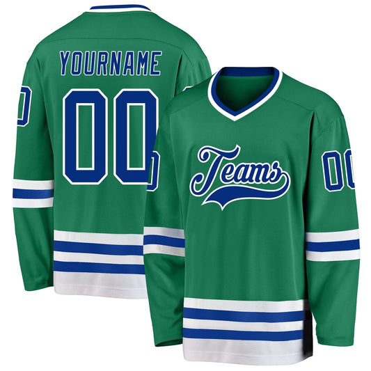 Usa Hockey Jersey, Custom Kelly Green Royal White Hockey Jersey, Team Hockey Jerseys