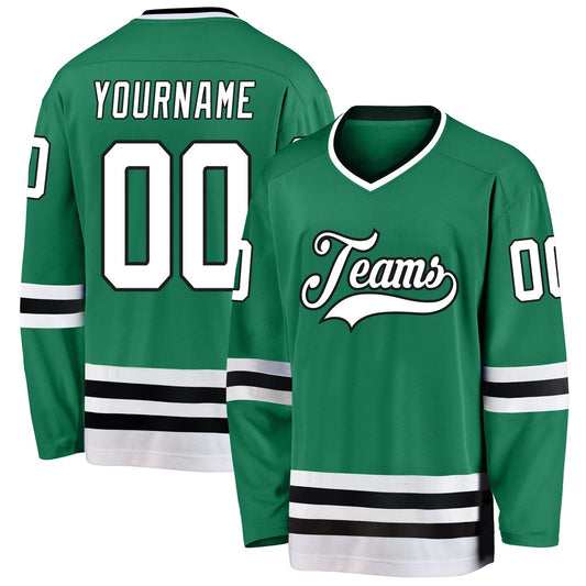 Usa Hockey Jersey, Custom Kelly Green White Black Hockey Jersey, Team Hockey Jerseys