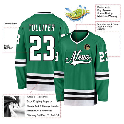 Usa Hockey Jersey, Custom Kelly Green White Black Hockey Jersey, Team Hockey Jerseys