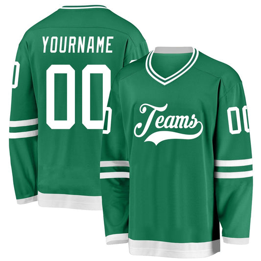 Usa Hockey Jersey, Custom Kelly Green White Hockey Jersey, Team Hockey Jerseys