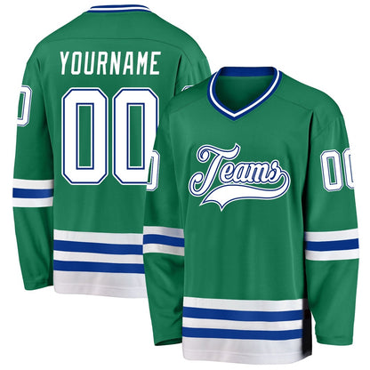 Usa Hockey Jersey, Custom Kelly Green White Royal Hockey Jersey, Team Hockey Jerseys