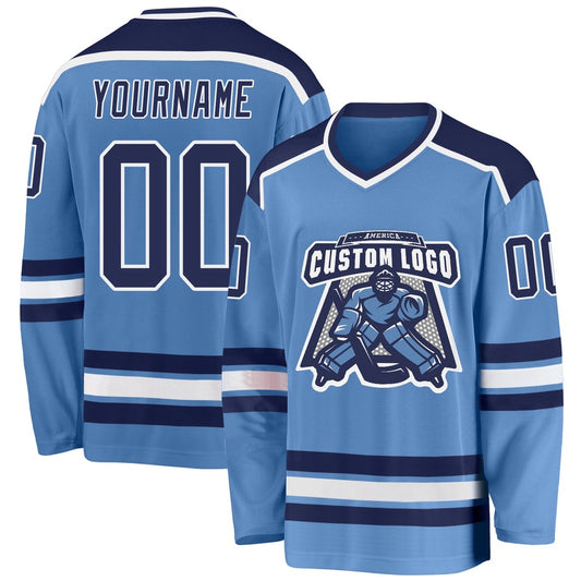 Usa Hockey Jersey, Custom Light Blue Navy White Hockey Jersey, Team Hockey Jerseys