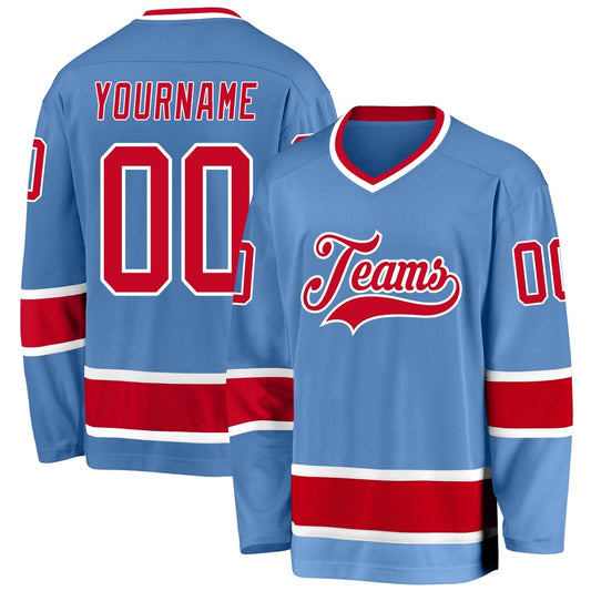 Usa Hockey Jersey, Custom Light Blue Red White 1 Hockey Jersey, Team Hockey Jerseys