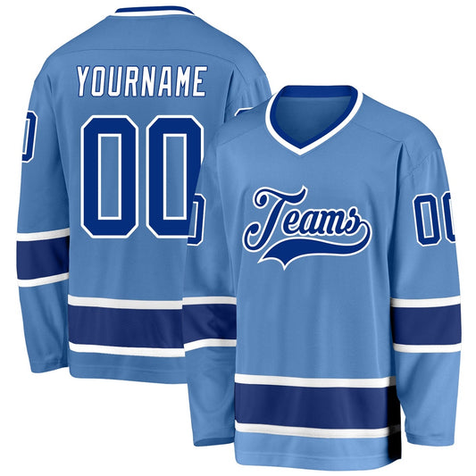 Usa Hockey Jersey, Custom Light Blue Royal White 1 Hockey Jersey, Team Hockey Jerseys