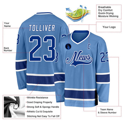 Usa Hockey Jersey, Custom Light Blue Royal White 1 Hockey Jersey, Team Hockey Jerseys
