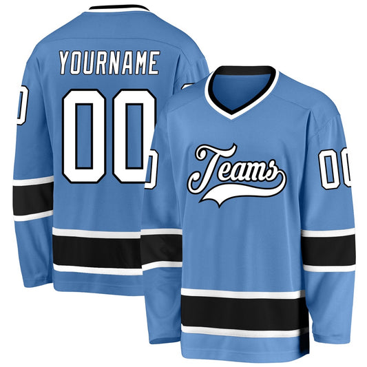 Usa Hockey Jersey, Custom Light Blue White Black Hockey Jersey, Team Hockey Jerseys
