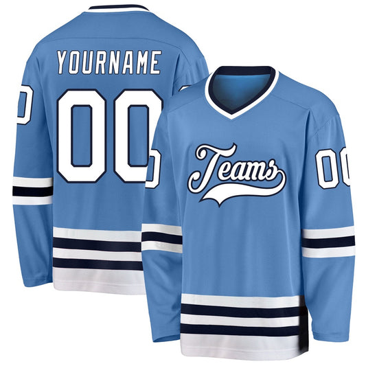 Usa Hockey Jersey, Custom Light Blue White Navy Hockey Jersey, Team Hockey Jerseys