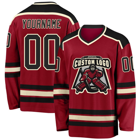 Usa Hockey Jersey, Custom Maroon Black Cream 1 Hockey Jersey, Team Hockey Jerseys