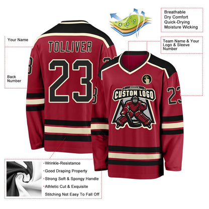 Usa Hockey Jersey, Custom Maroon Black Cream 1 Hockey Jersey, Team Hockey Jerseys
