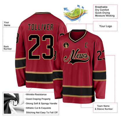 Usa Hockey Jersey, Custom Maroon Black Old Gold 1 Hockey Jersey, Team Hockey Jerseys