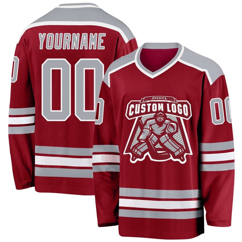 Usa Hockey Jersey, Custom Maroon Gray White 1 Hockey Jersey, Team Hockey Jerseys