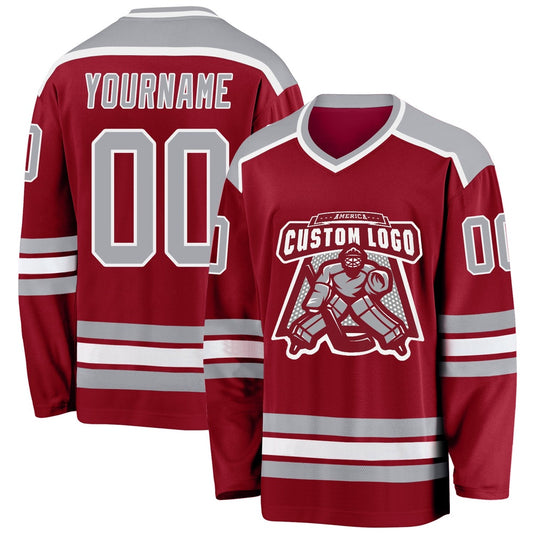 Usa Hockey Jersey, Custom Maroon Gray White 1 Hockey Jersey, Team Hockey Jerseys