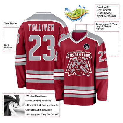 Usa Hockey Jersey, Custom Maroon Gray White 1 Hockey Jersey, Team Hockey Jerseys