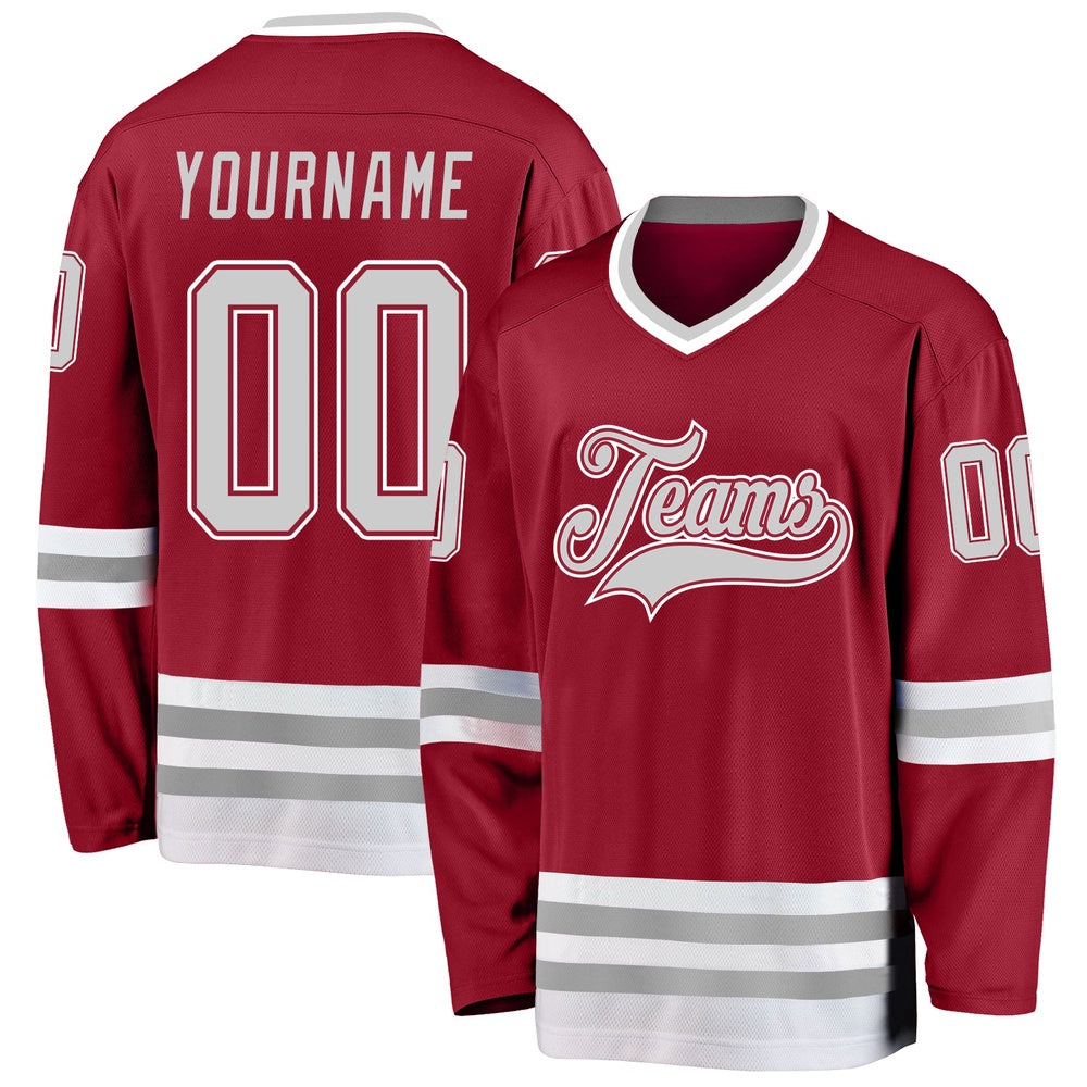 Usa Hockey Jersey, Custom Maroon Gray White Hockey Jersey, Team Hockey Jerseys