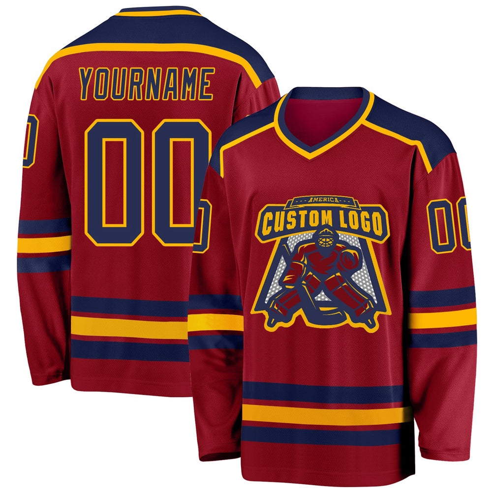 Usa Hockey Jersey, Custom Maroon Navy Gold 1 Hockey Jersey, Team Hockey Jerseys