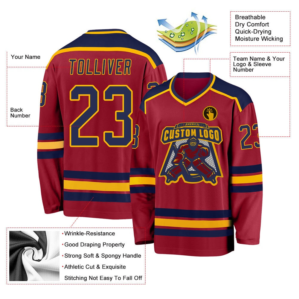Usa Hockey Jersey, Custom Maroon Navy Gold 1 Hockey Jersey, Team Hockey Jerseys