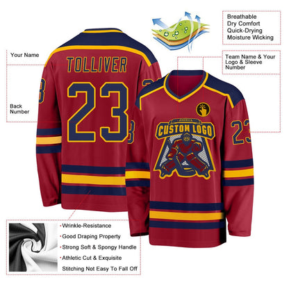 Usa Hockey Jersey, Custom Maroon Navy Gold 1 Hockey Jersey, Team Hockey Jerseys
