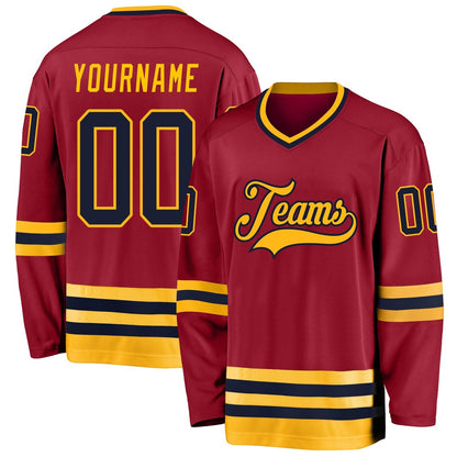 Usa Hockey Jersey, Custom Maroon Navy Gold Hockey Jersey, Team Hockey Jerseys