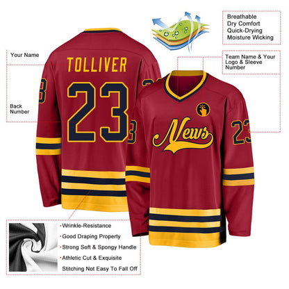 Usa Hockey Jersey, Custom Maroon Navy Gold Hockey Jersey, Team Hockey Jerseys