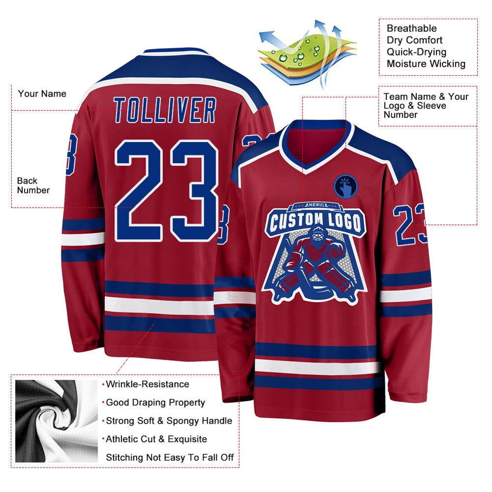 Usa Hockey Jersey, Custom Maroon Royal White 1 Hockey Jersey, Team Hockey Jerseys