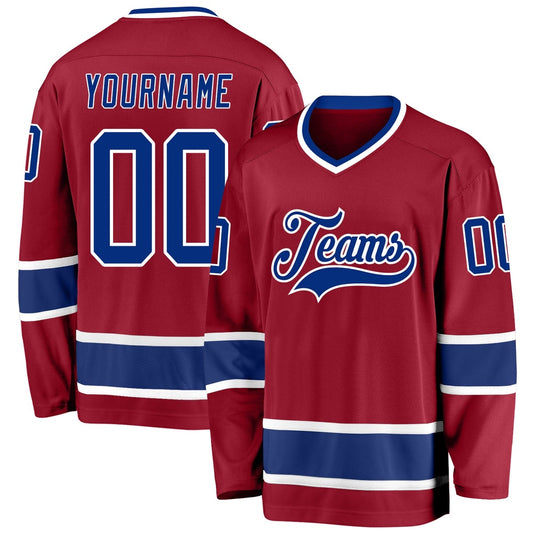 Usa Hockey Jersey, Custom Maroon Royal White Hockey Jersey, Team Hockey Jerseys