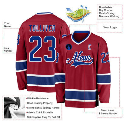 Usa Hockey Jersey, Custom Maroon Royal White Hockey Jersey, Team Hockey Jerseys