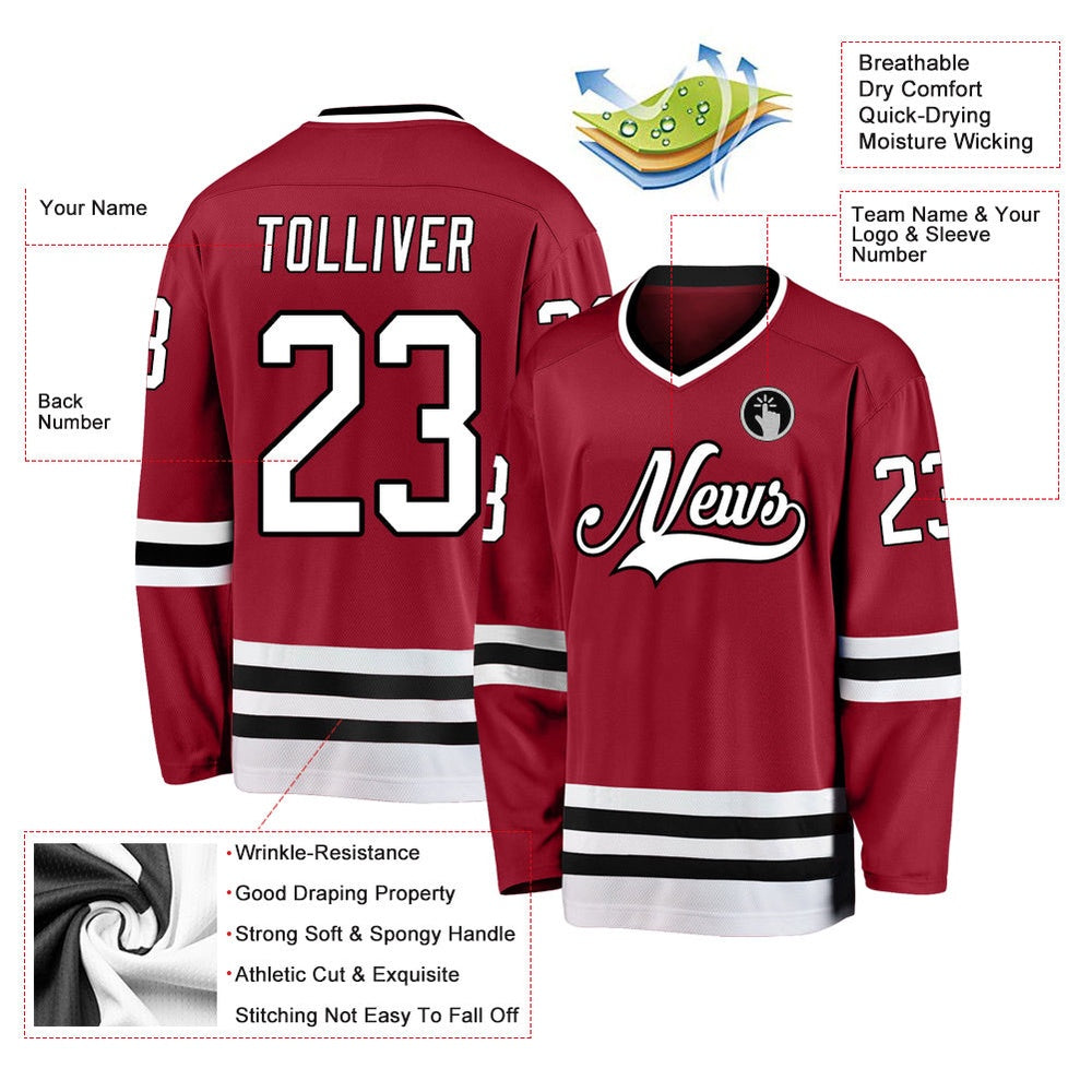 Usa Hockey Jersey, Custom Maroon White Black Hockey Jersey, Team Hockey Jerseys