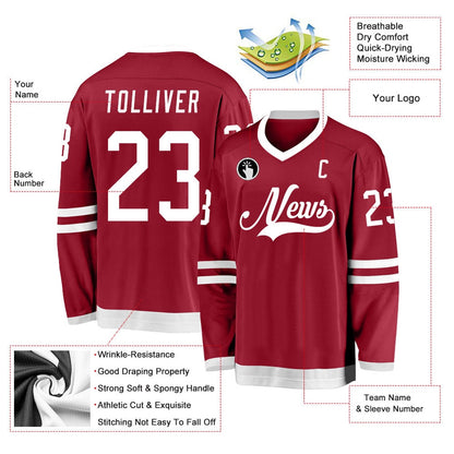 Usa Hockey Jersey, Custom Maroon White Hockey Jersey, Team Hockey Jerseys