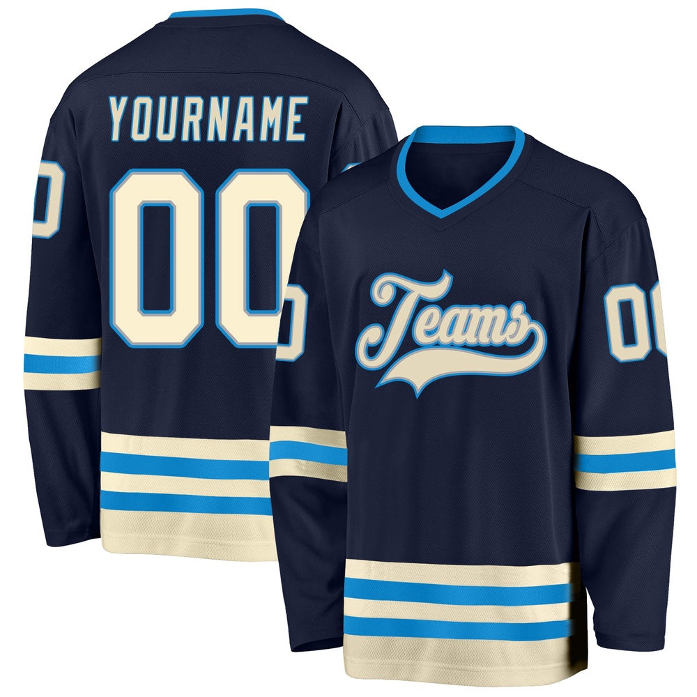 Usa Hockey Jersey, Custom Navy Cream Blue 1 Hockey Jersey, Team Hockey Jerseys