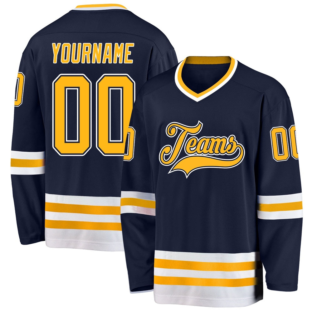 Usa Hockey Jersey, Custom Navy Gold White 1 Hockey Jersey, Team Hockey Jerseys