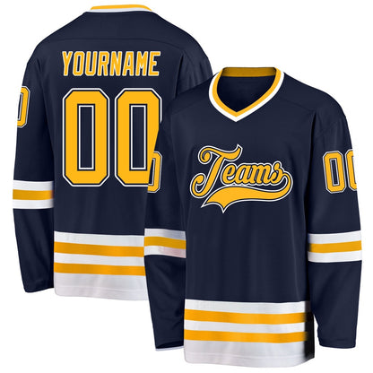 Usa Hockey Jersey, Custom Navy Gold White 1 Hockey Jersey, Team Hockey Jerseys