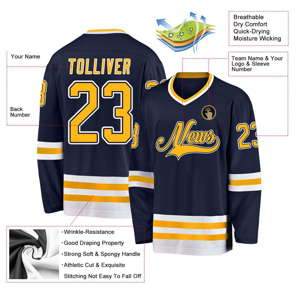Usa Hockey Jersey, Custom Navy Gold White 1 Hockey Jersey, Team Hockey Jerseys
