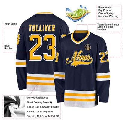 Usa Hockey Jersey, Custom Navy Gold White 1 Hockey Jersey, Team Hockey Jerseys