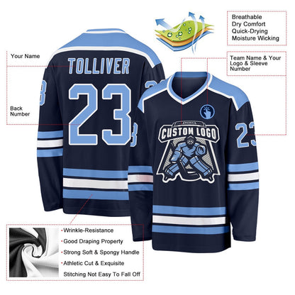 Usa Hockey Jersey, Custom Navy Light Blue White Hockey Jersey, Team Hockey Jerseys