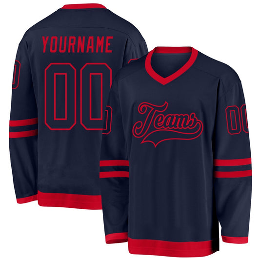 Usa Hockey Jersey, Custom Navy Navy Red Hockey Jersey, Team Hockey Jerseys