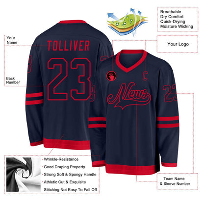Usa Hockey Jersey, Custom Navy Navy Red Hockey Jersey, Team Hockey Jerseys