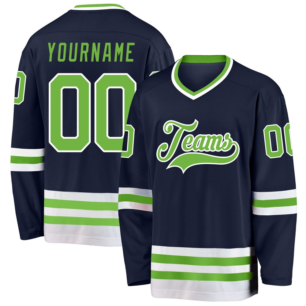 Usa Hockey Jersey, Custom Navy Neon Green White 1 Hockey Jersey, Team Hockey Jerseys