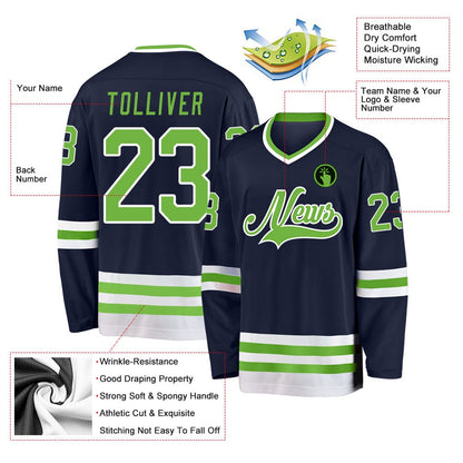 Usa Hockey Jersey, Custom Navy Neon Green White 1 Hockey Jersey, Team Hockey Jerseys