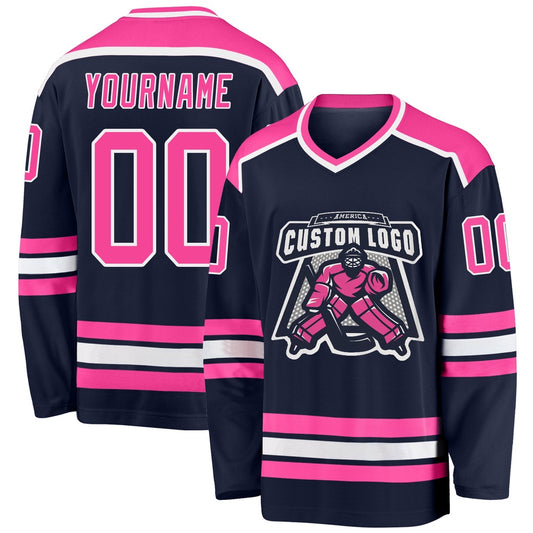 Usa Hockey Jersey, Custom Navy Pink White 1 Hockey Jersey, Team Hockey Jerseys