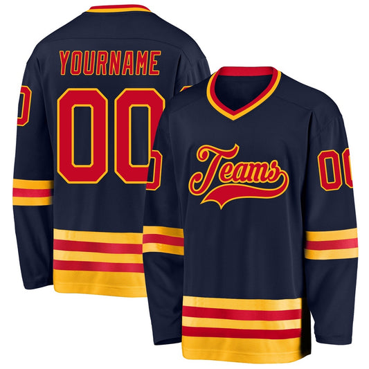 Usa Hockey Jersey, Custom Navy Red Gold 1 Hockey Jersey, Team Hockey Jerseys