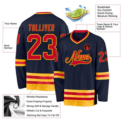 Usa Hockey Jersey, Custom Navy Red Gold 1 Hockey Jersey, Team Hockey Jerseys
