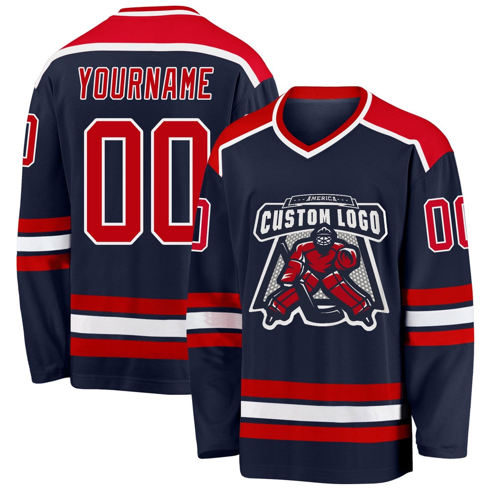 Usa Hockey Jersey, Custom Navy Red White Hockey Jersey, Team Hockey Jerseys