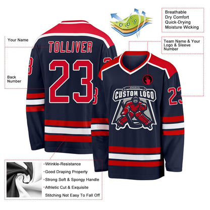 Usa Hockey Jersey, Custom Navy Red White Hockey Jersey, Team Hockey Jerseys