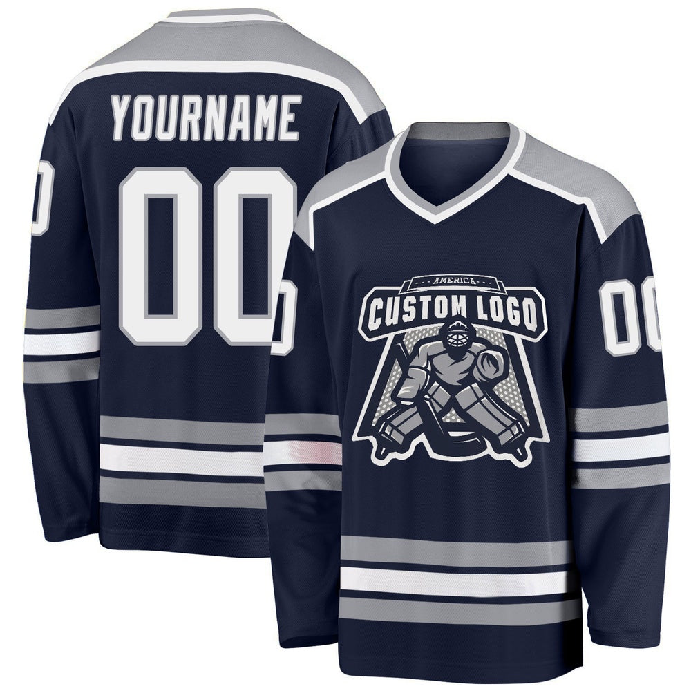Usa Hockey Jersey, Custom Navy White Gray 1 Hockey Jersey, Team Hockey Jerseys