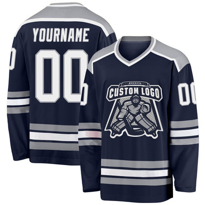 Usa Hockey Jersey, Custom Navy White Gray 1 Hockey Jersey, Team Hockey Jerseys