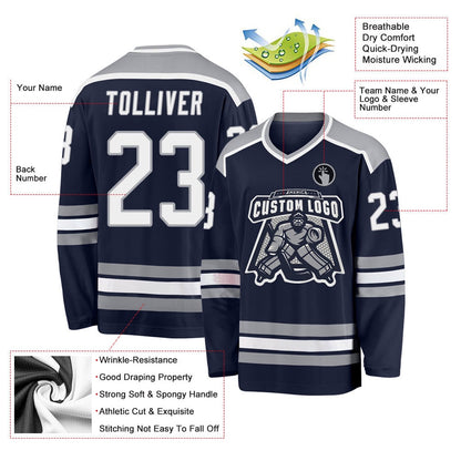 Usa Hockey Jersey, Custom Navy White Gray 1 Hockey Jersey, Team Hockey Jerseys