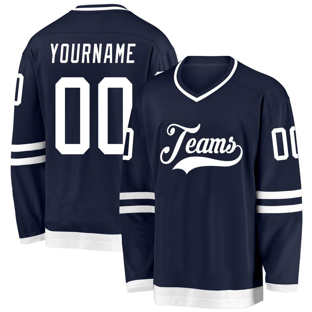 Usa Hockey Jersey, Custom Navy White Hockey Jersey, Team Hockey Jerseys