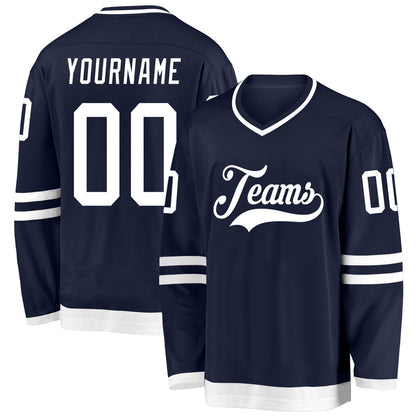 Usa Hockey Jersey, Custom Navy White Hockey Jersey, Team Hockey Jerseys